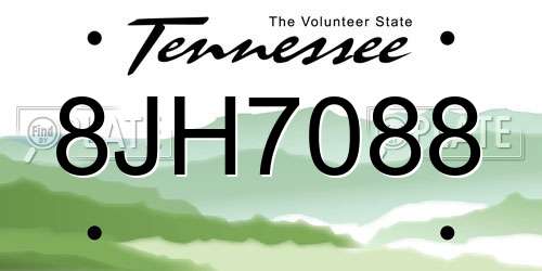 8JH7088 Tennessee License Plate
