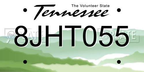 8JHT055 Tennessee License Plate