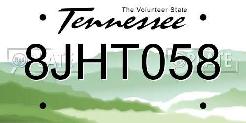 8JHT058 Tennessee License Plate
