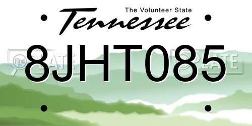 8JHT085 Tennessee License Plate