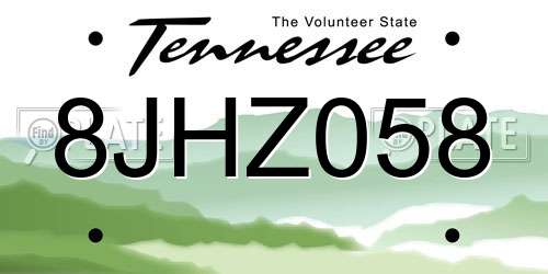 8JHZ058 Tennessee License Plate