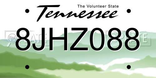 8JHZ088 Tennessee License Plate