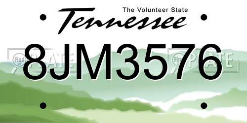 8JM3576 Tennessee License Plate