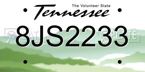 8JS2233 Tennessee License Plate