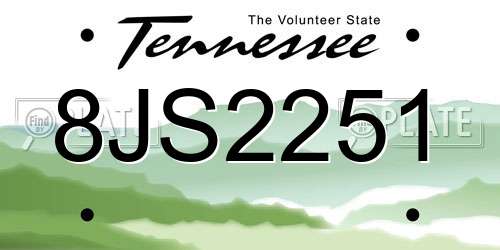 8JS2251 Tennessee License Plate