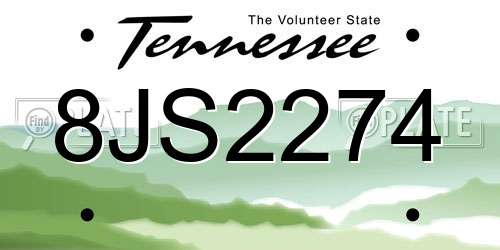 8JS2274 Tennessee License Plate