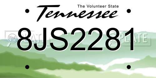8JS2281 Tennessee License Plate