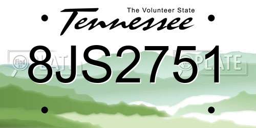 8JS2751 Tennessee License Plate