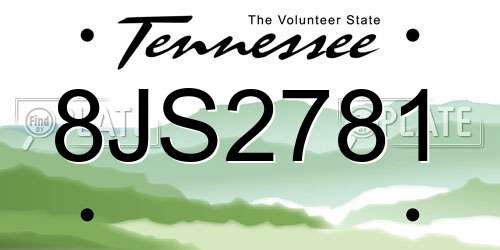 8JS2781 Tennessee License Plate