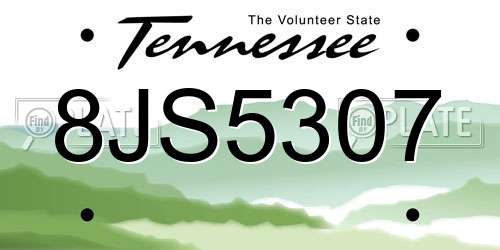 8JS5307 Tennessee License Plate