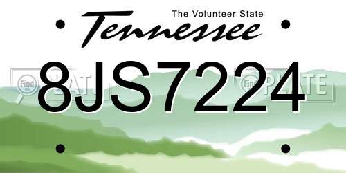8JS7224 Tennessee License Plate