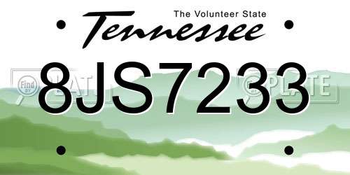 8JS7233 Tennessee License Plate