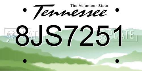 8JS7251 Tennessee License Plate