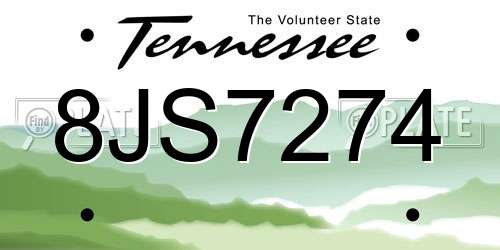 8JS7274 Tennessee License Plate