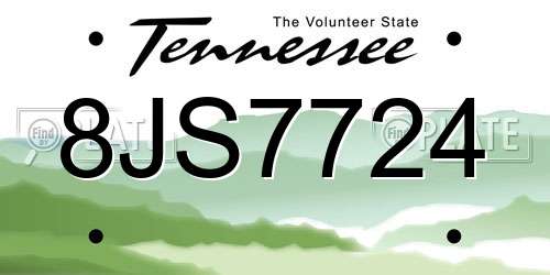 8JS7724 Tennessee License Plate