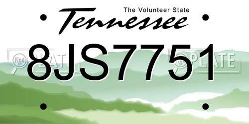 8JS7751 Tennessee License Plate