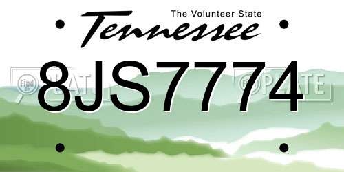 8JS7774 Tennessee License Plate