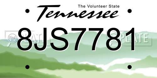 8JS7781 Tennessee License Plate