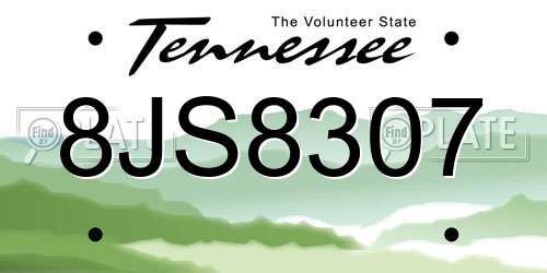 8JS8307 Tennessee License Plate