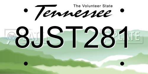 8JST281 Tennessee License Plate