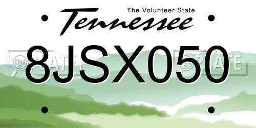 8JSX050 Tennessee License Plate