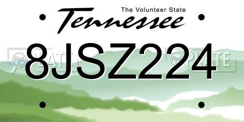 8JSZ224 Tennessee License Plate