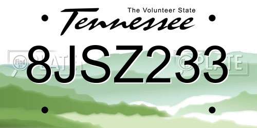 8JSZ233 Tennessee License Plate