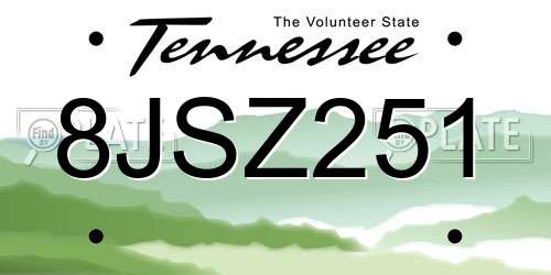 8JSZ251 Tennessee License Plate
