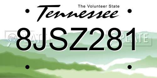 8JSZ281 Tennessee License Plate