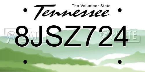 8JSZ724 Tennessee License Plate
