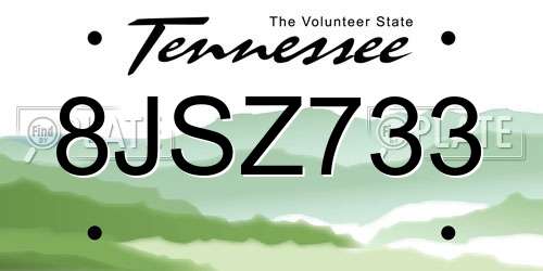 8JSZ733 Tennessee License Plate