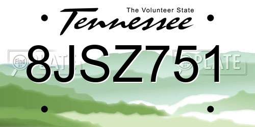 8JSZ751 Tennessee License Plate