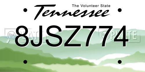 8JSZ774 Tennessee License Plate