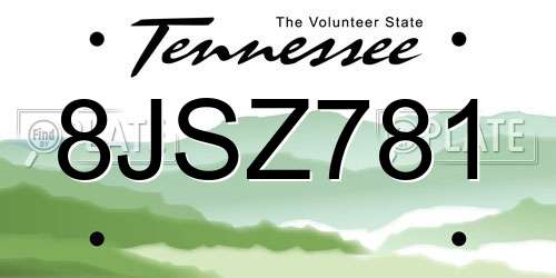 8JSZ781 Tennessee License Plate