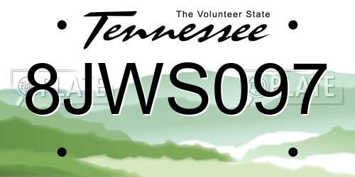 8JWS097 Tennessee License Plate