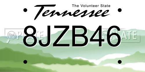 8JZB46 Tennessee License Plate