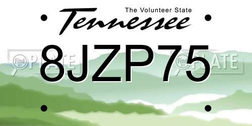 8JZP75 Tennessee License Plate