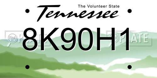 8K90H1 Tennessee License Plate
