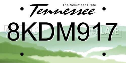 8KDM917 Tennessee License Plate