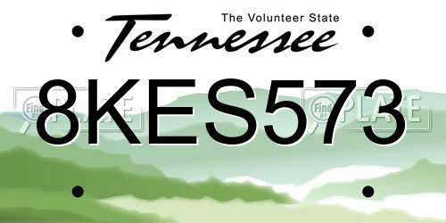 8KES573 Tennessee License Plate
