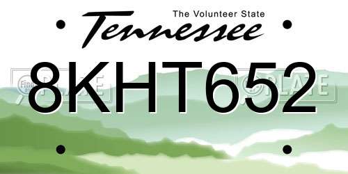 8KHT652 Tennessee License Plate