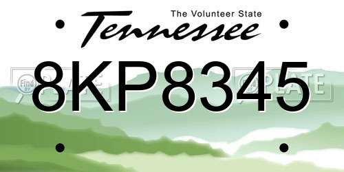 8KP8345 Tennessee License Plate