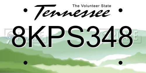 8KPS348 Tennessee License Plate