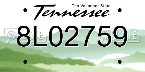 8L02759 Tennessee License Plate