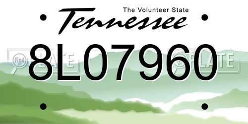 8L07960 Tennessee License Plate