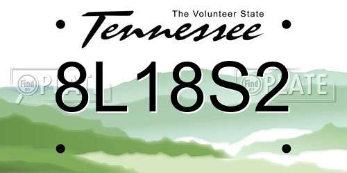 8L18S2 Tennessee License Plate