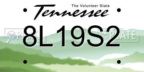 8L19S2 Tennessee License Plate