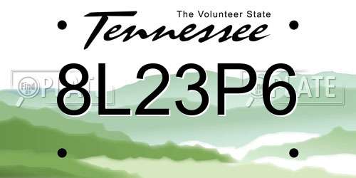 8L23P6 Tennessee License Plate