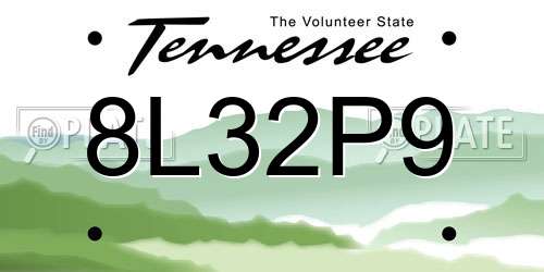 8L32P9 Tennessee License Plate