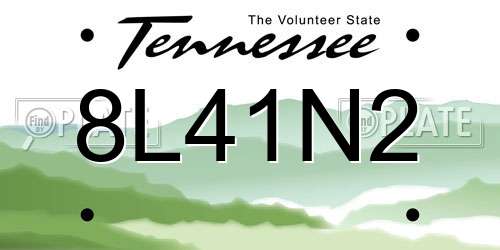 8L41N2 Tennessee License Plate